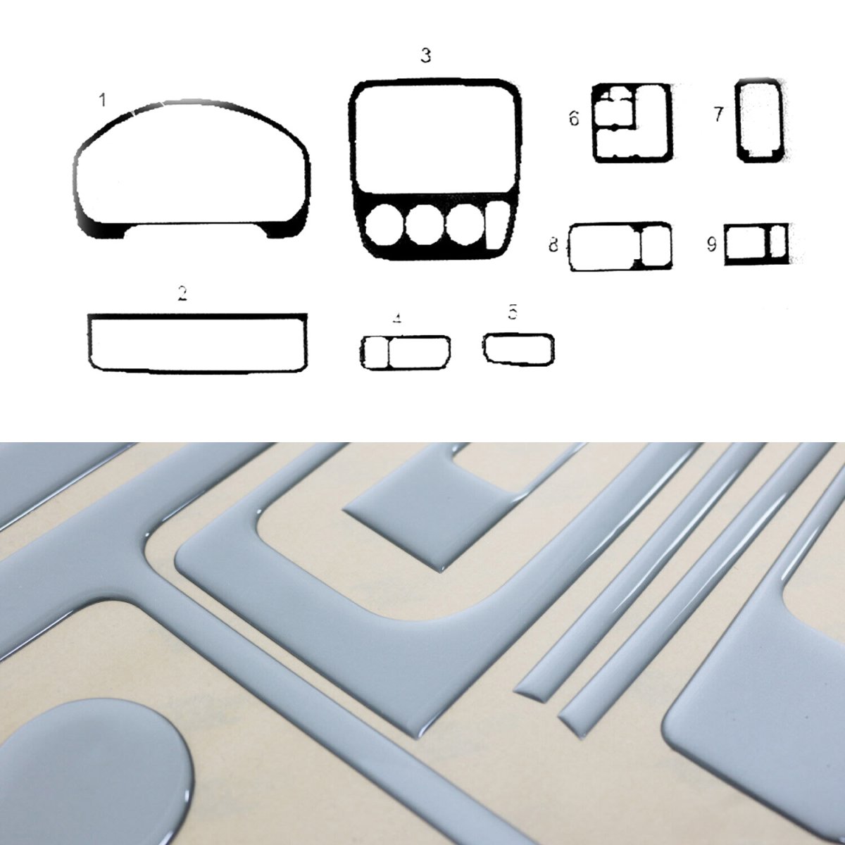 Honda CR-V Dashboard Kit - Omac - 9 Pcs. - Alu - '97-'01 Honda CR-V Dashboard Kit - Omac - 9 Pcs. - Alu - '97-'01